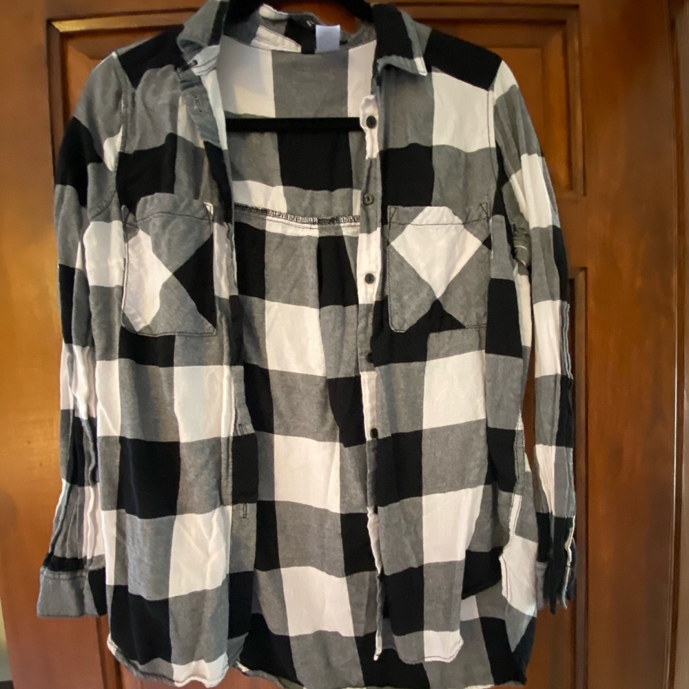 Divided Black and White Plaid Shirt